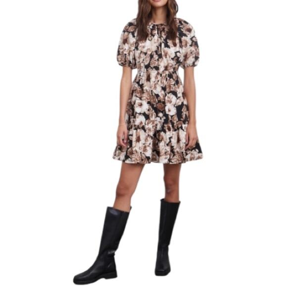 Rails Khloe Floral Knee Length Shift Dress Sepia Roses Sz XS - Picture 1 of 9